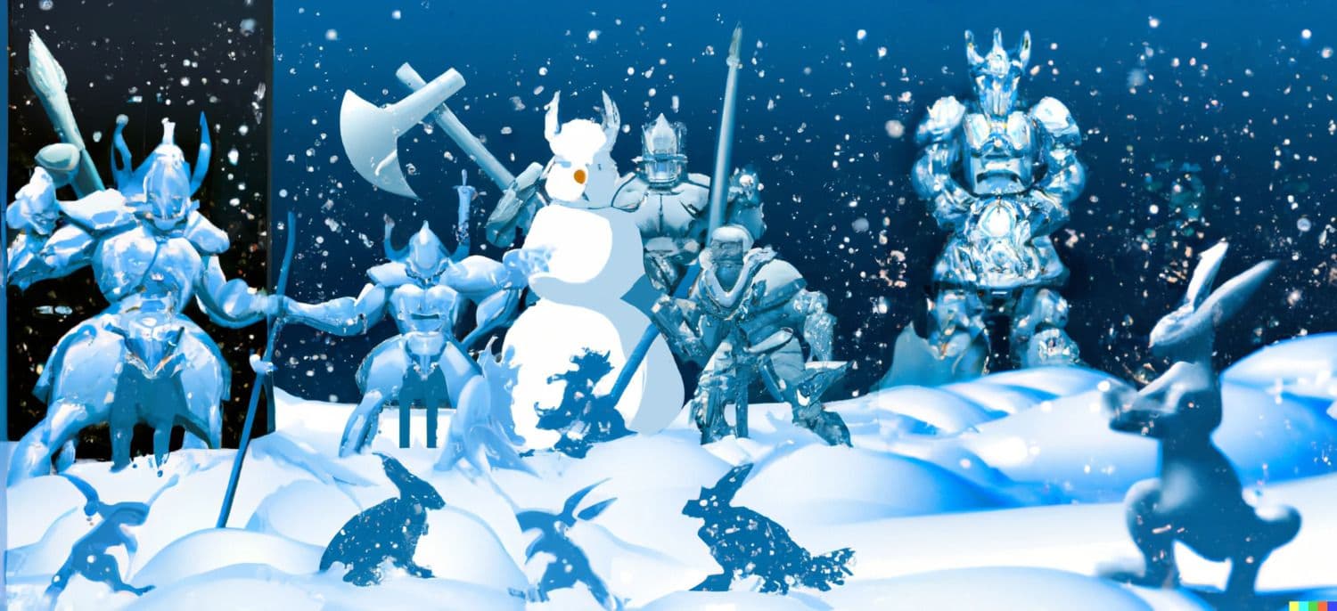 Brave the Blizzard: An Epic Encounter with a Snowman Golem and Winter Foes